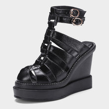 Load image into Gallery viewer, Women&#39;s Genuine Leather Platform Wedges
