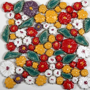 Thick Floral Mosaic Tile Art Design