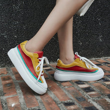 Load image into Gallery viewer, Women&#39;s Multi Color Design Genuine Leather Skin Platform Sneakers