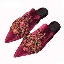 Load image into Gallery viewer, Women&#39;s Embroidered Insects &amp; Stars Motif Design Mules