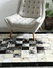 Load image into Gallery viewer, Black &amp; White Block Leather Skin Print Design Area Rugs