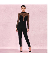 Load image into Gallery viewer, Sheer Hollow-out Long Sleeve Design Black Chic Jumpsuits