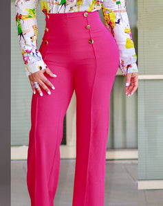 Women's Flare Bottom Button Front Design Pants - Ailime Designs - Ailime Designs