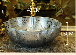 Decorative Bathroom Basin Top-mount Sinks Fluted Design - Ailime Designs - Ailime Designs
