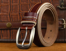 Load image into Gallery viewer, Top-Stitched Design Women&#39;s Fine Tailored Genuine Leather Belts
