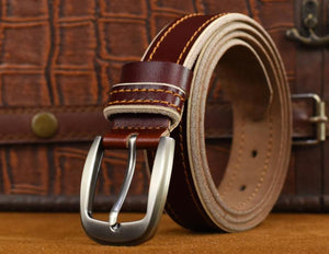 Top-Stitched Design Women's Fine Tailored Genuine Leather Belts
