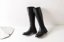 Load image into Gallery viewer, Women&#39;s Zipper Front Design Leather Skin Knee-High Boots