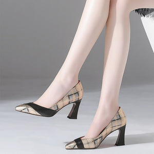 Women's Geometric Design Low-Heel Pump Shoes - Ailime Designs