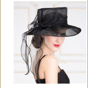 Organza Oversize Tie-Bow Front Design Sheer Hats - Ailime Designs