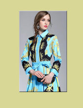 Load image into Gallery viewer, Designer Print Style Women&#39;s Long Sleeve Vintage Dress w/ Sash