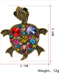 Multi Colored Turtle w/ Gold Dot Trimmings Pin Brooch - Ailime Designs