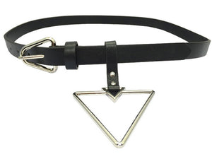 Women's Triangle Pendant Design Genuine Cowhide Leather Fashion Belts
