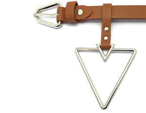 Women's Triangle Pendant Design Genuine Cowhide Leather Fashion Belts
