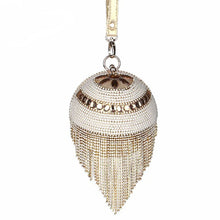 Load image into Gallery viewer, Women&#39;s Elegant Round Crystal Shape Purses w/ Fringe Trim - Ailime Designs