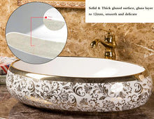 Load image into Gallery viewer, Decorative Scroll Leaf Design Bathroom Basin Top-mount Sinks - Ailime Designs - Ailime Designs