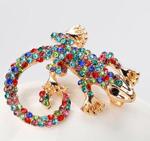 Load image into Gallery viewer, Multi Colored Gold Trim Stones Lizard Pin Brooch
