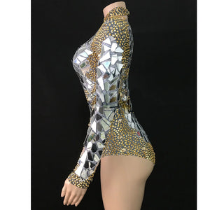 Women's Stage Performance Mirror & Rivets Bodysuit Design Costumes – Entertainment Industry